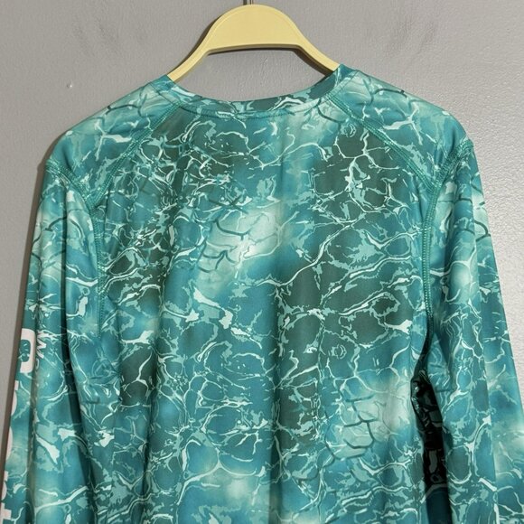 World Wide Sportsman Fishing Shirt Men Size L Outdoor Active Blue Ocean Camo - Picture 10 of 12